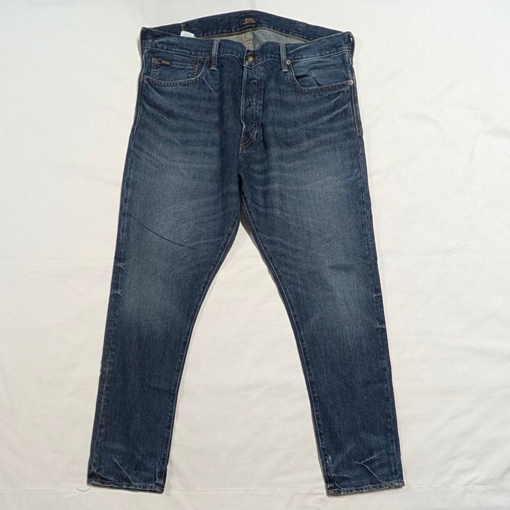 Polo Ralph Lauren Sullivan Slim Jeans Blue Denim Mens 38x32 Dark Wash Button Fly